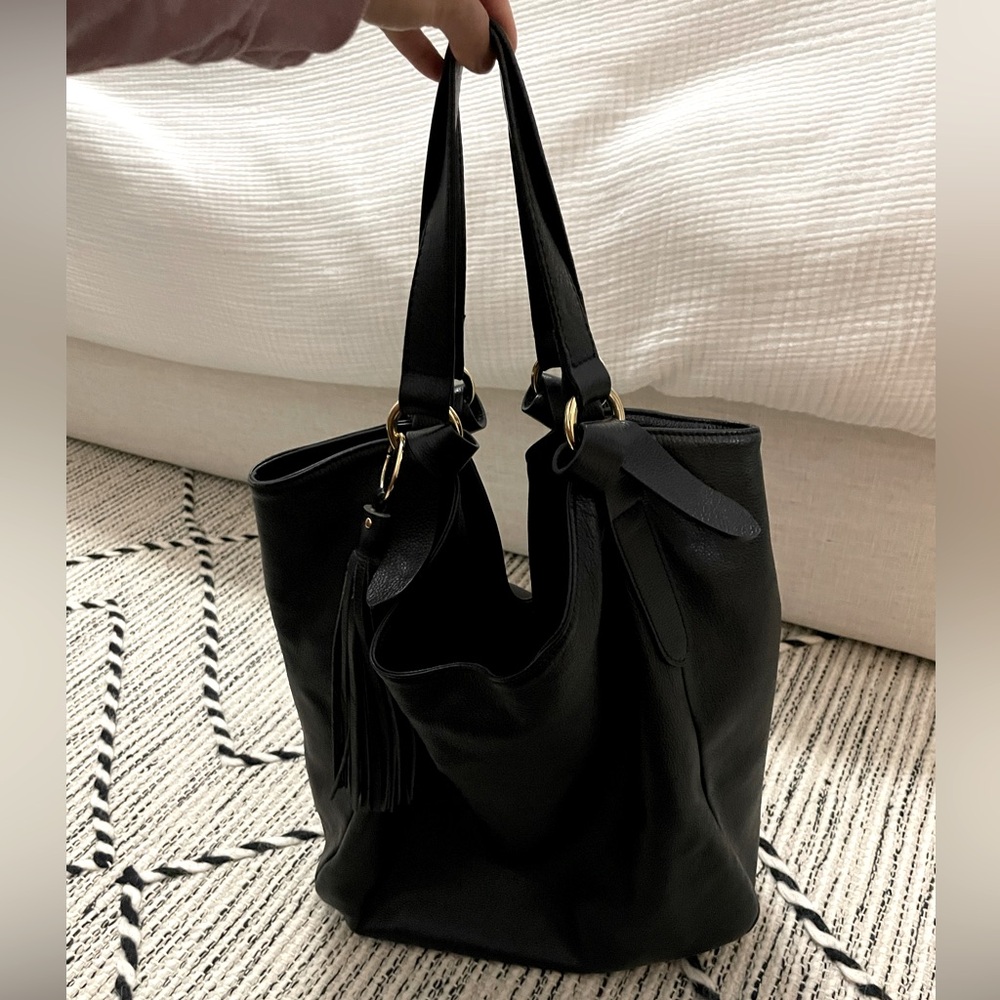 Genuine Leather Slouch Bucket Bag